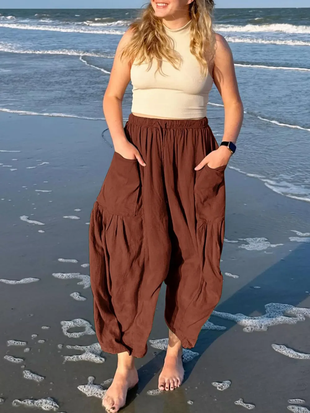 Full Size Drawstring Pants with Pockets Plus Size, image 20