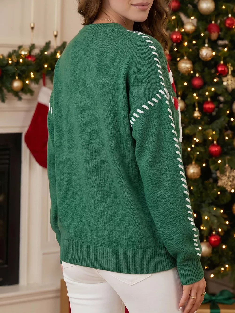 Santa Baby Towel Embroidery Christmas Slogan Pullover Sweater, image 2