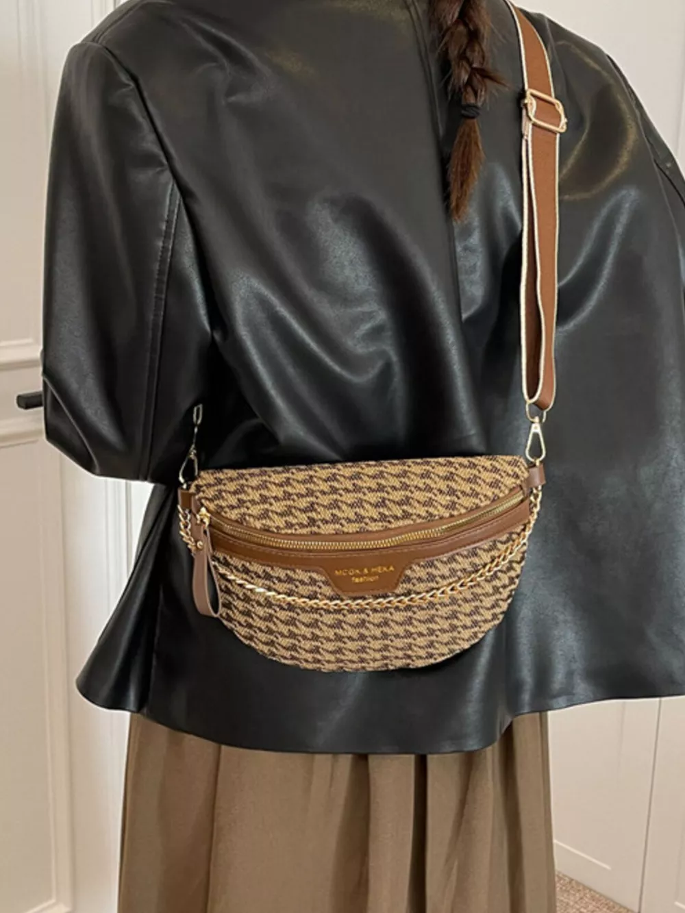 Adjustable Strap Chain Accent Crossbody Bag, image 5