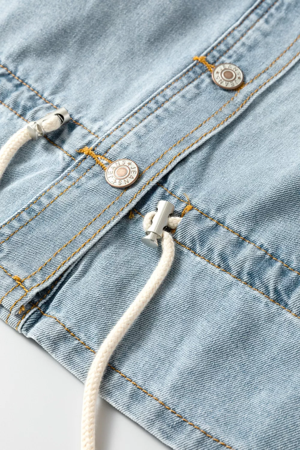 Draw-cord Hem Light Wash Denim Jacket, image 7