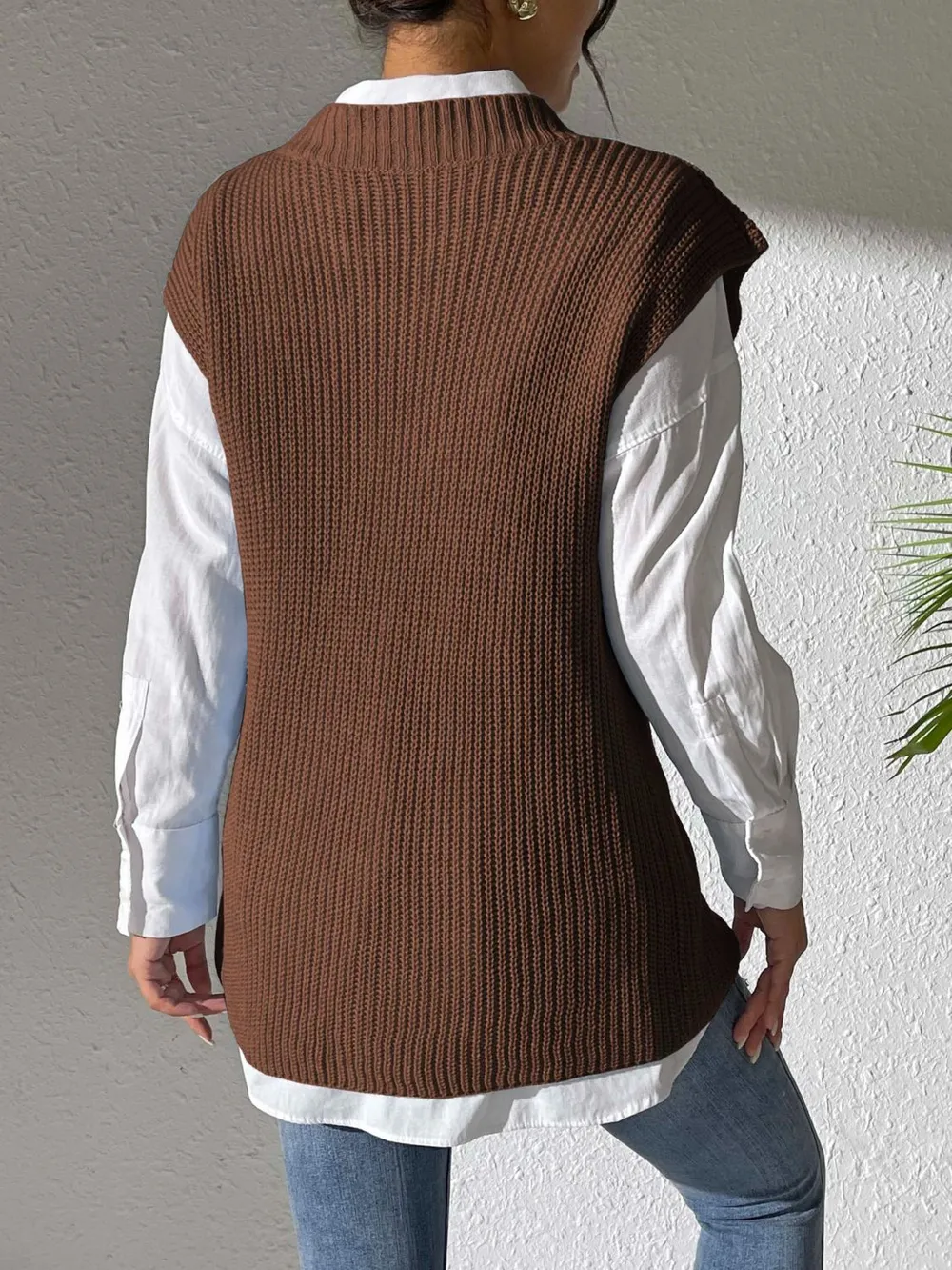 Pearl Trim V-Neck Sweater Vest, image 3