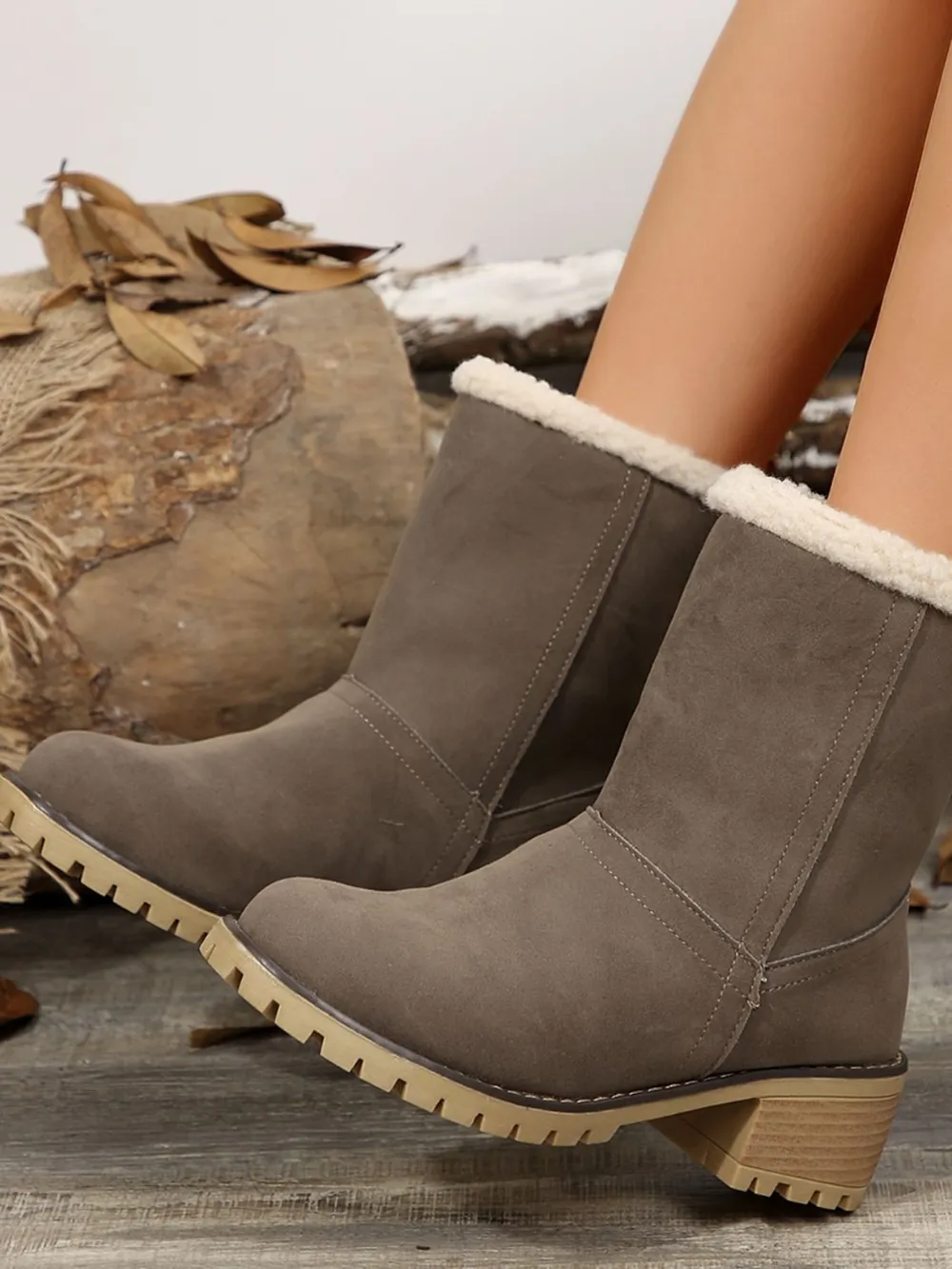 Thermal Fuzzy Block Heel Boots, image 19