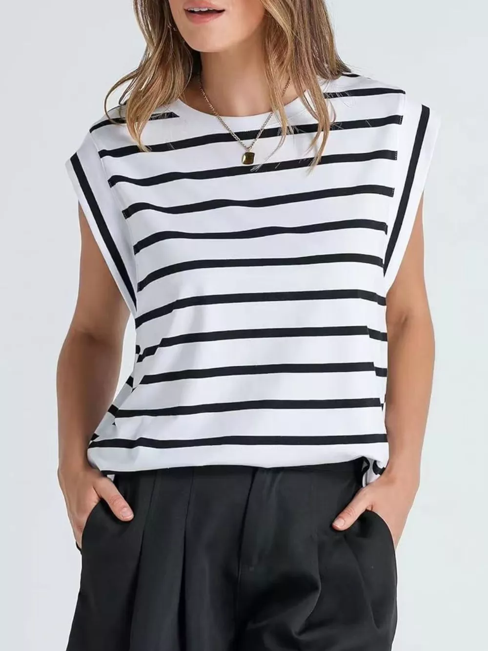 Striped Round Neck Tank, image 26