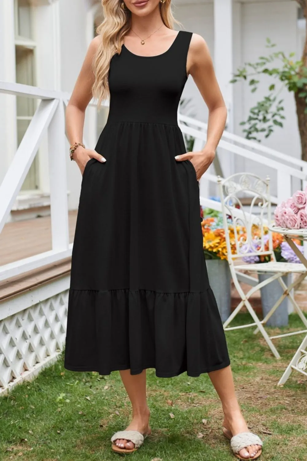Round Neck Wide Strap Tank Dress, image 21
