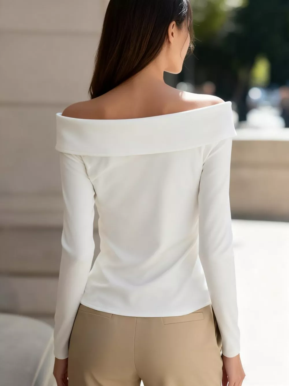 Off-Shoulder Button Detail Blouse, image 3