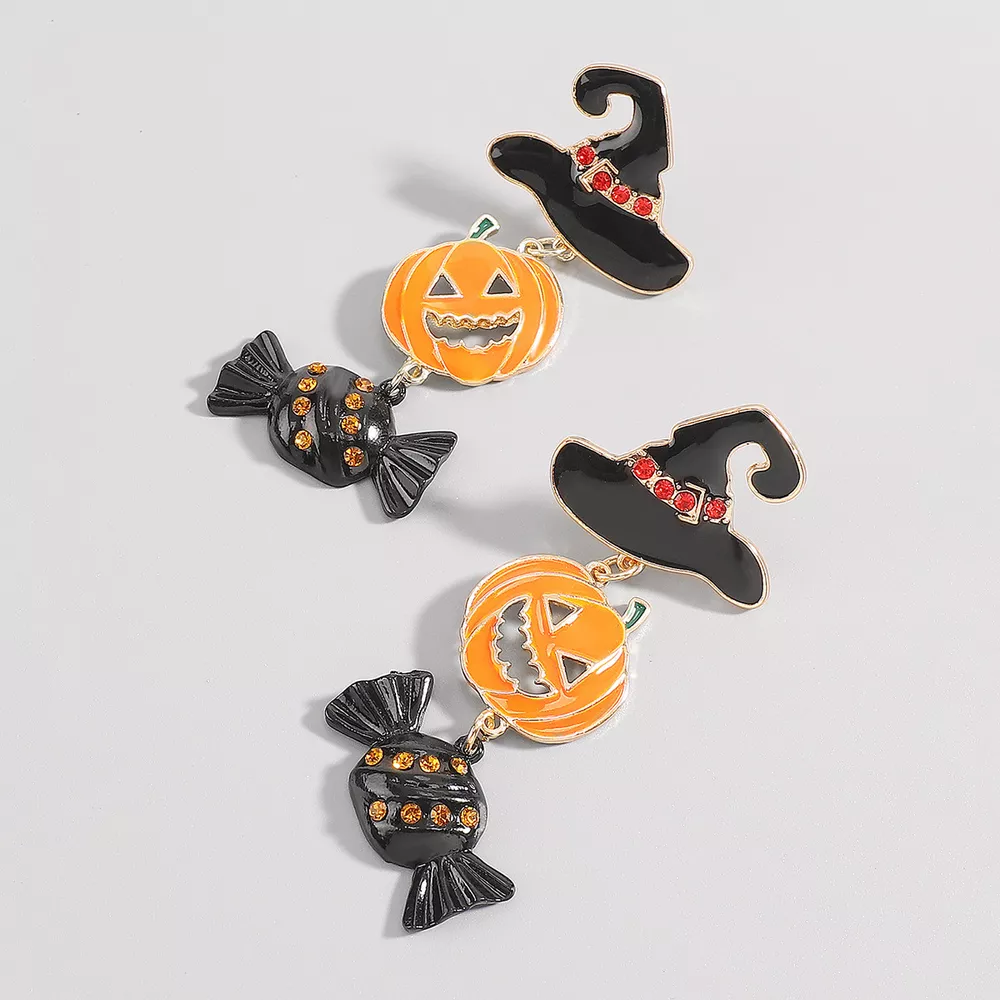 Halloween 18K Gold-Plated Alloy Pumpkin Earrings, image 8