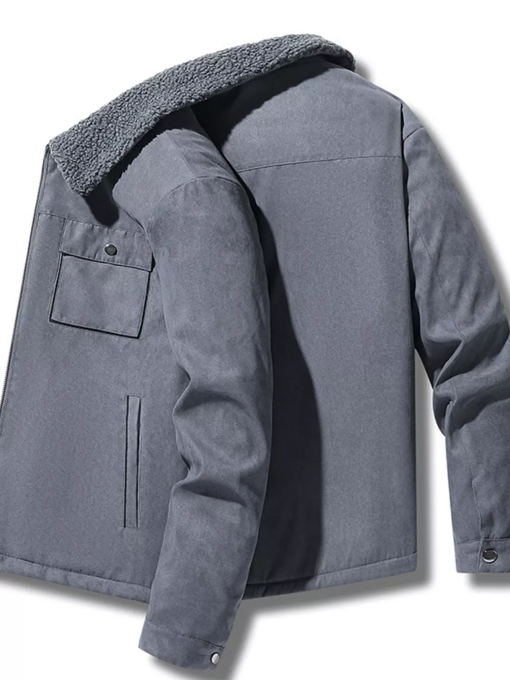 Men's Plus Size Sherpa-Lined Canvas Utility Jacket, image 9