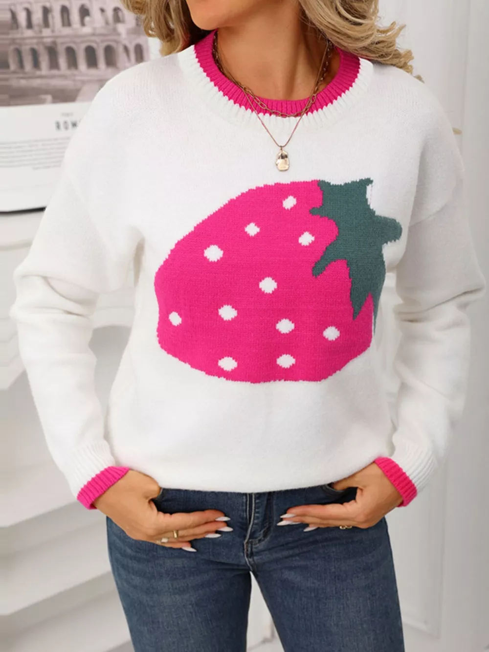 Strawberry Crew Neck Sweater, image 8