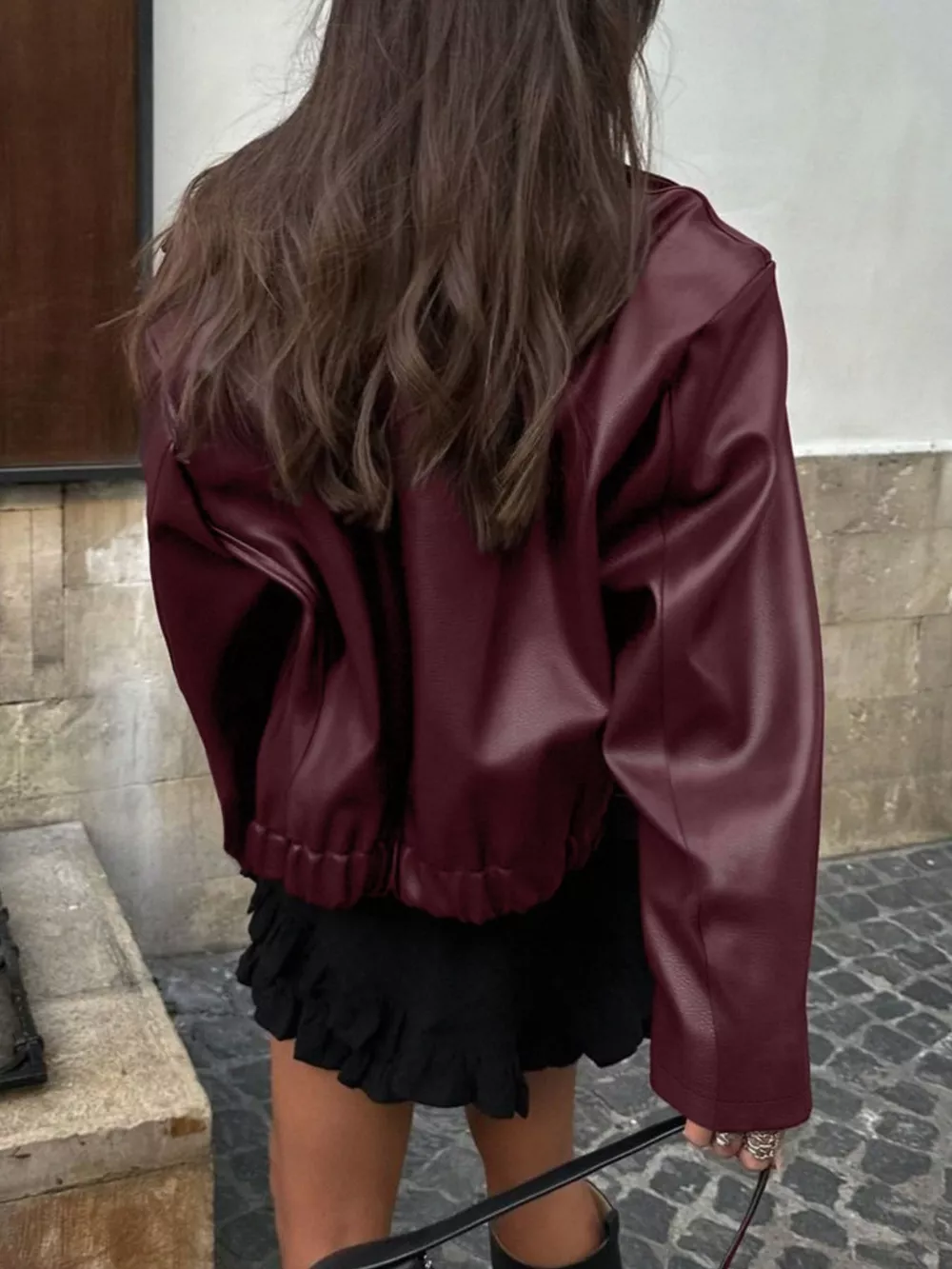 Faux Leather Zip Up Jacket, image 12