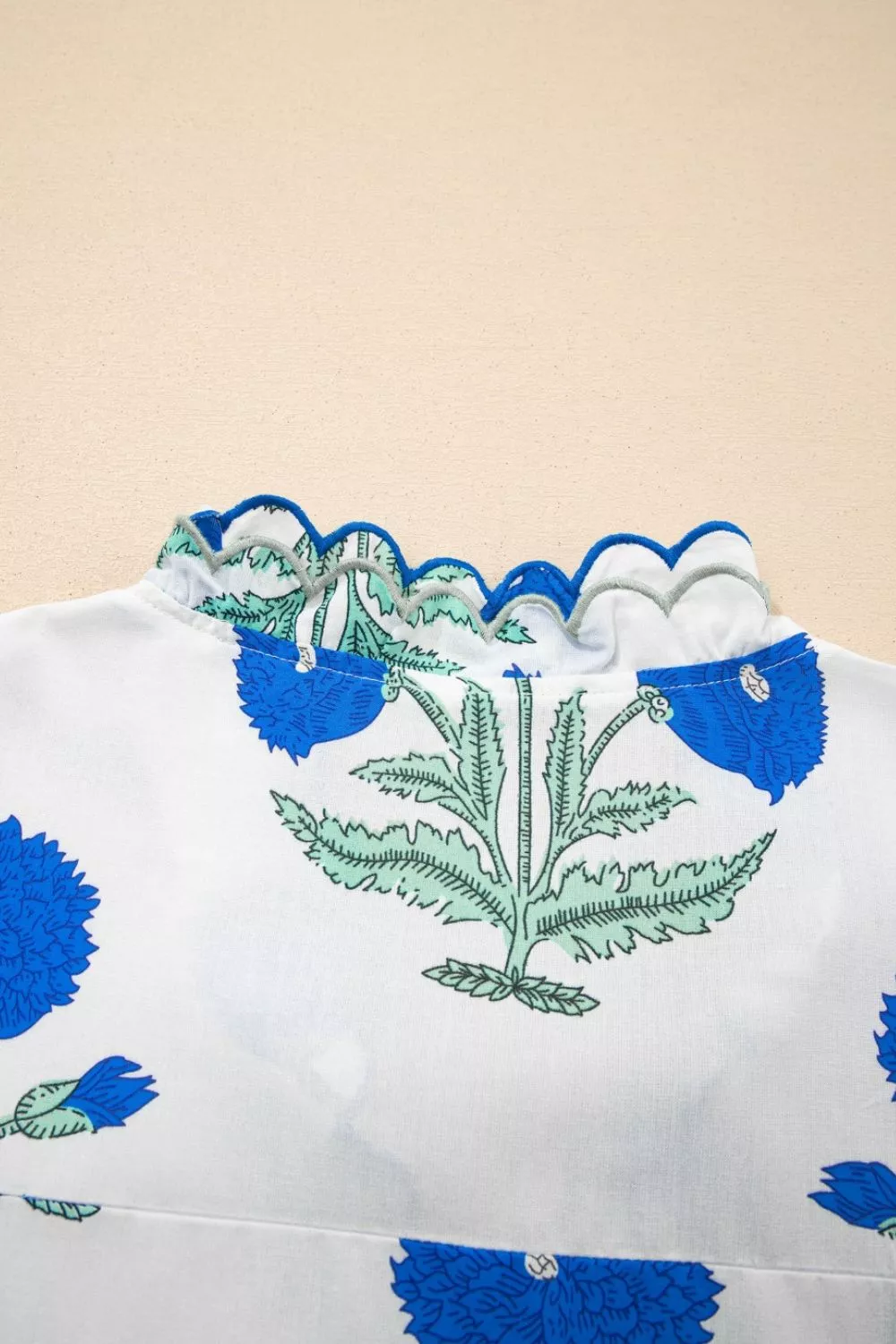 Contrast Scallop Trim Layered Short Sleeve V Neck Blouse, image 18