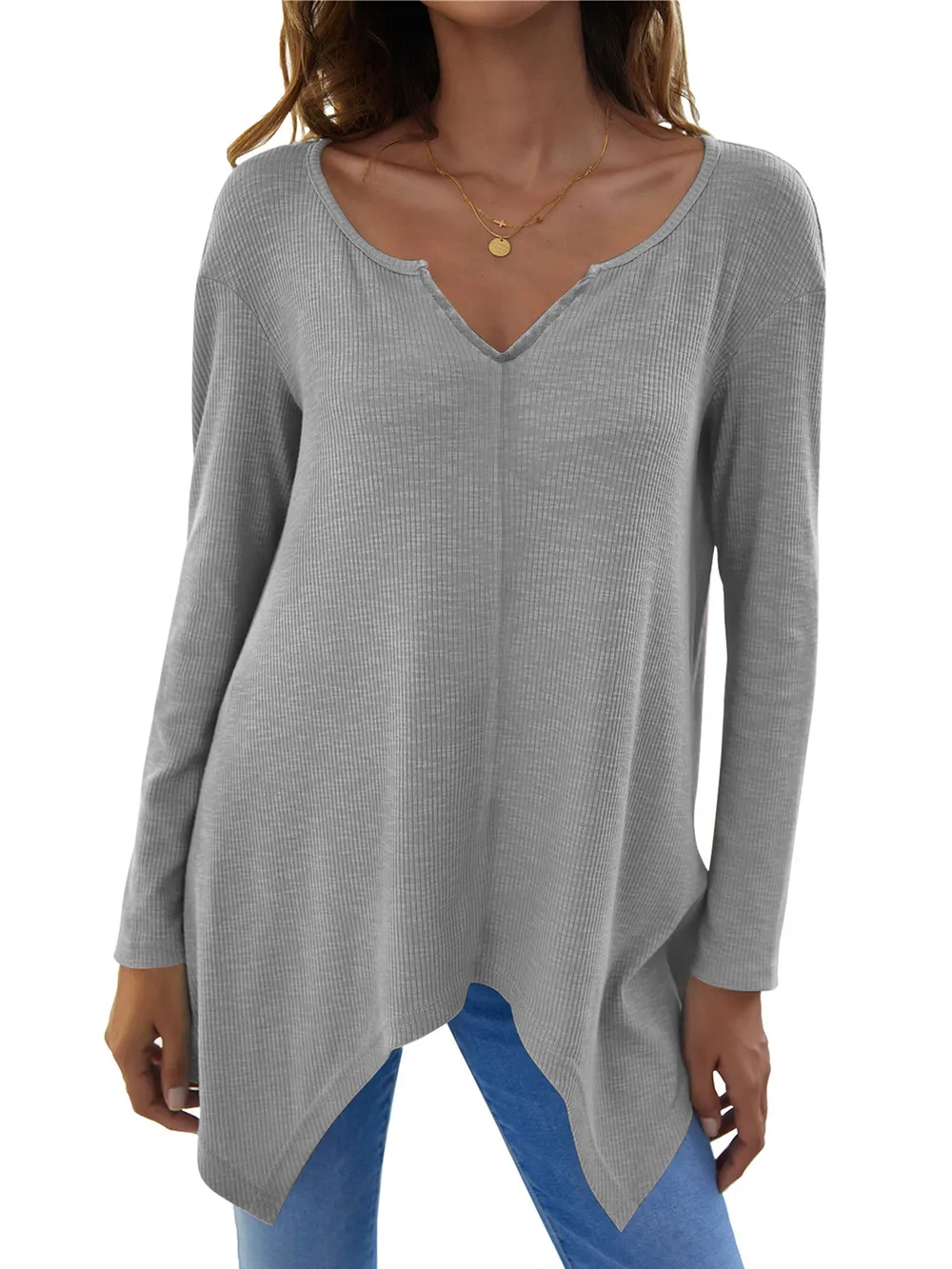 Full Size V-Neck Long Sleeve T-Shirt, image 18