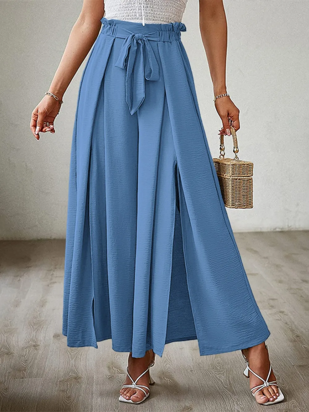 Tied Slit Wide Leg Pants, image 4