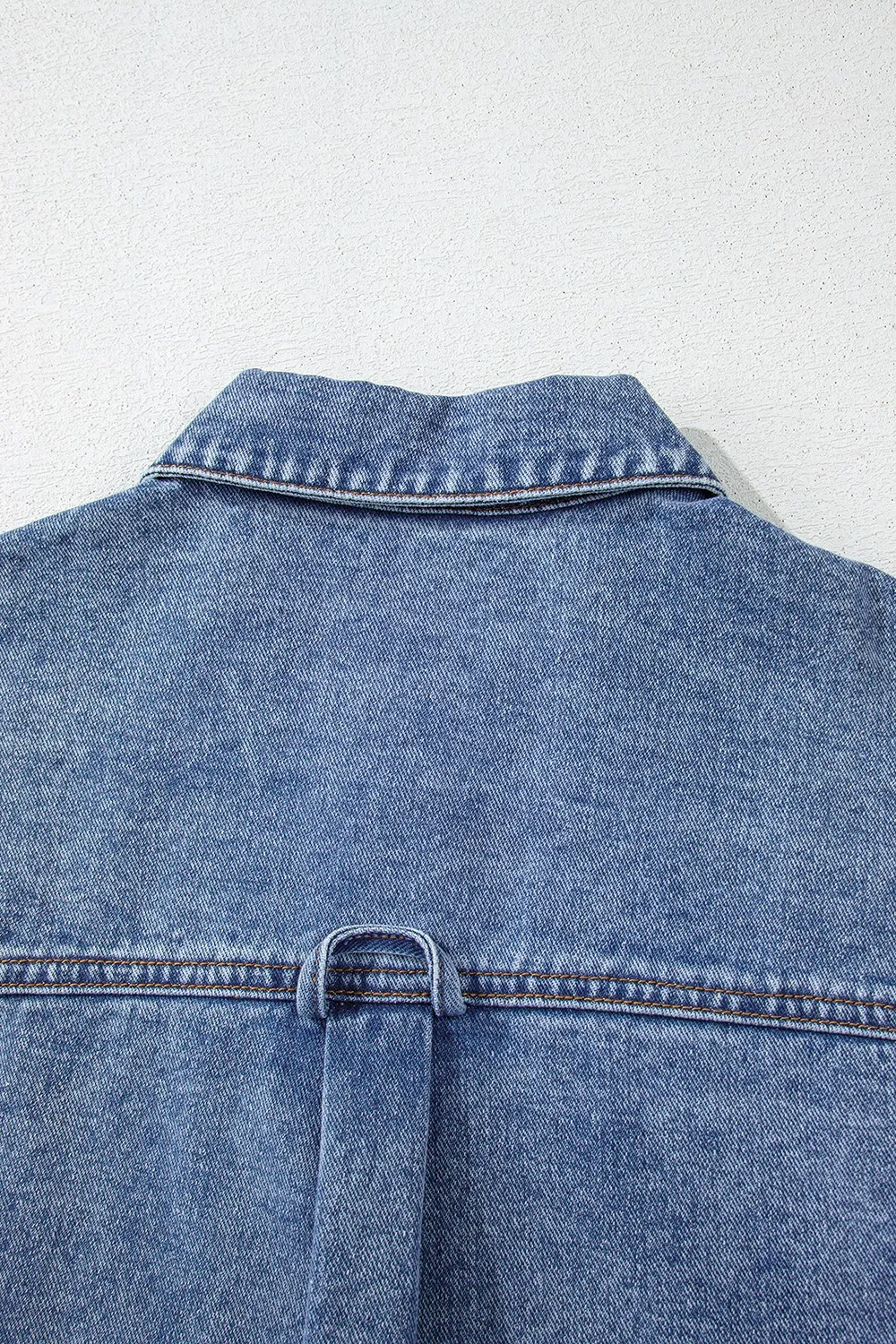 Button Up Cap Sleeve Denim Jacket, image 15