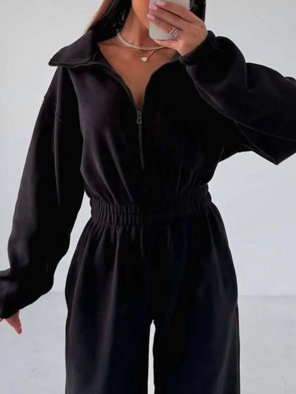 Zip Front Long Sleeve Jumpsuit, image 14