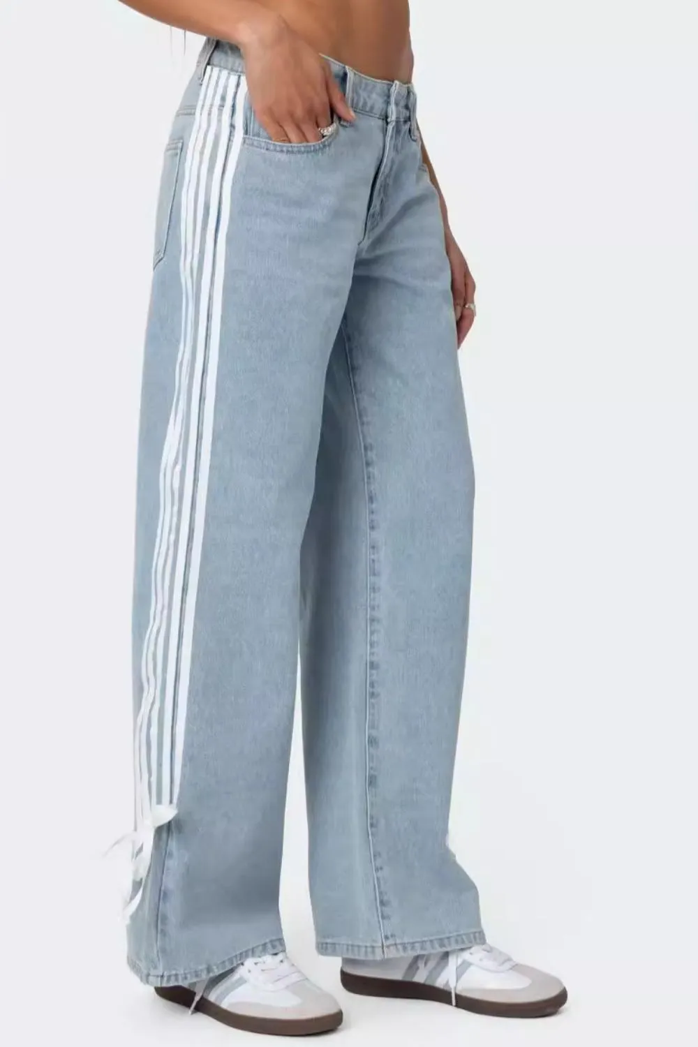 Side Striped Loose Fit Jeans, image 5