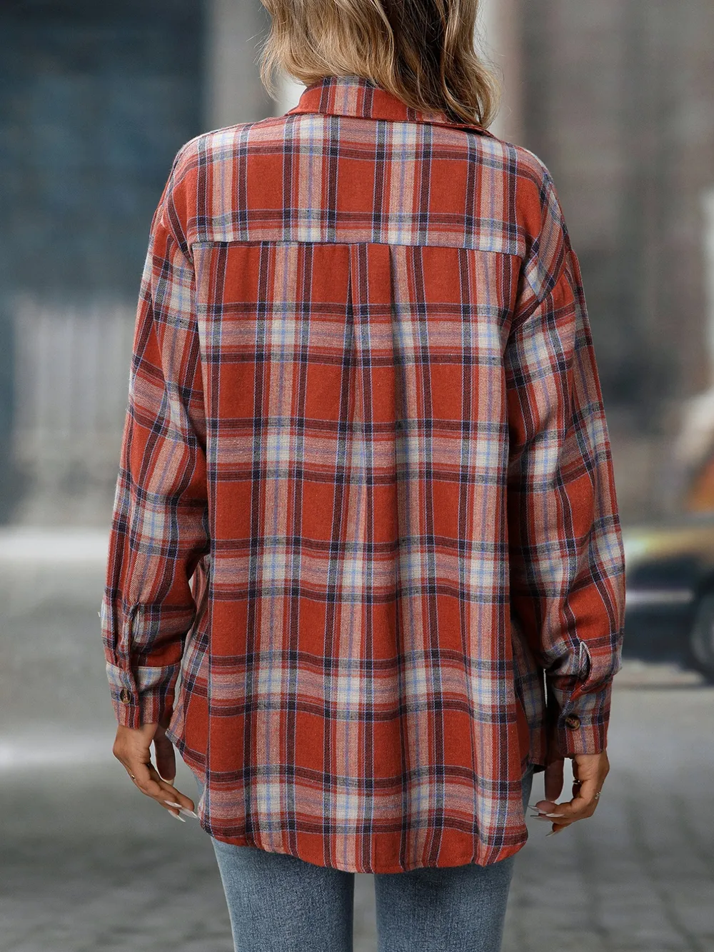 Plaid Button-Down Oversized Shirt, image 35