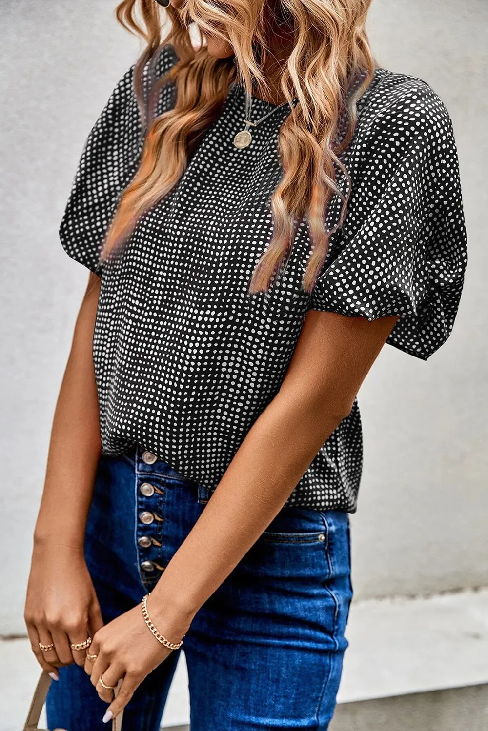 Printed Short Puff Sleeve Blouse, image 11