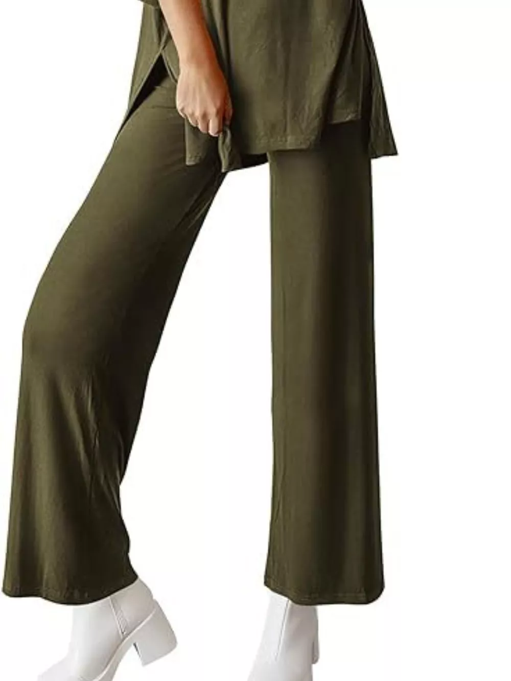 Relaxed Fit Round Neck Top and Pants Two-Piece Set, image 3