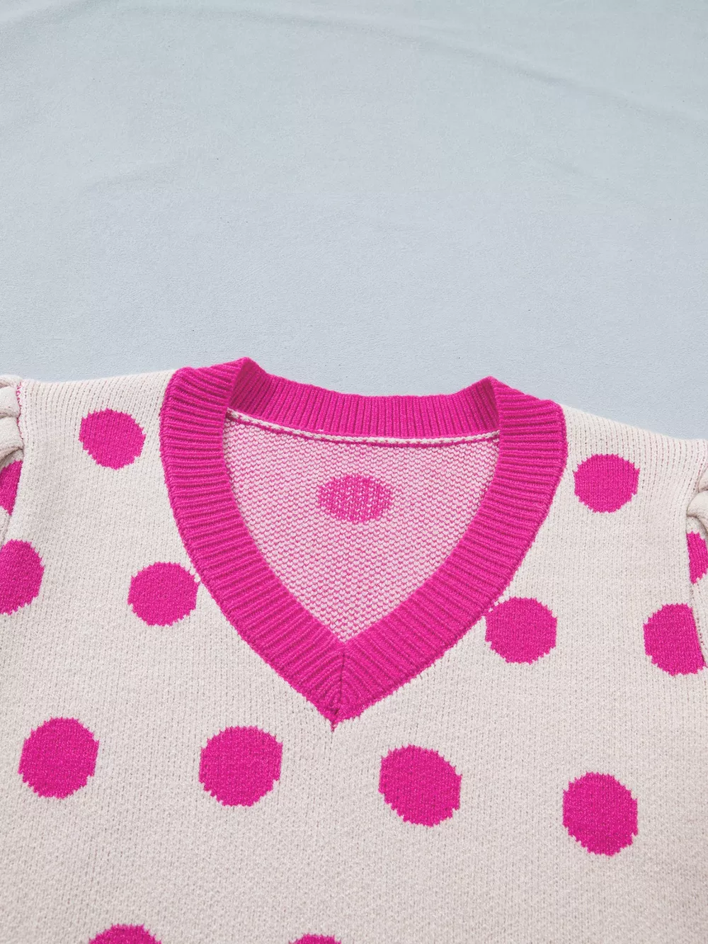 Polka Dot Puff Short Sleeve Sweater Top, image 10