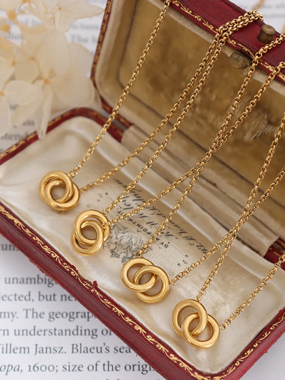 18K Gold-Plated Titanium Steel Hoop Pendant Necklace, image 3