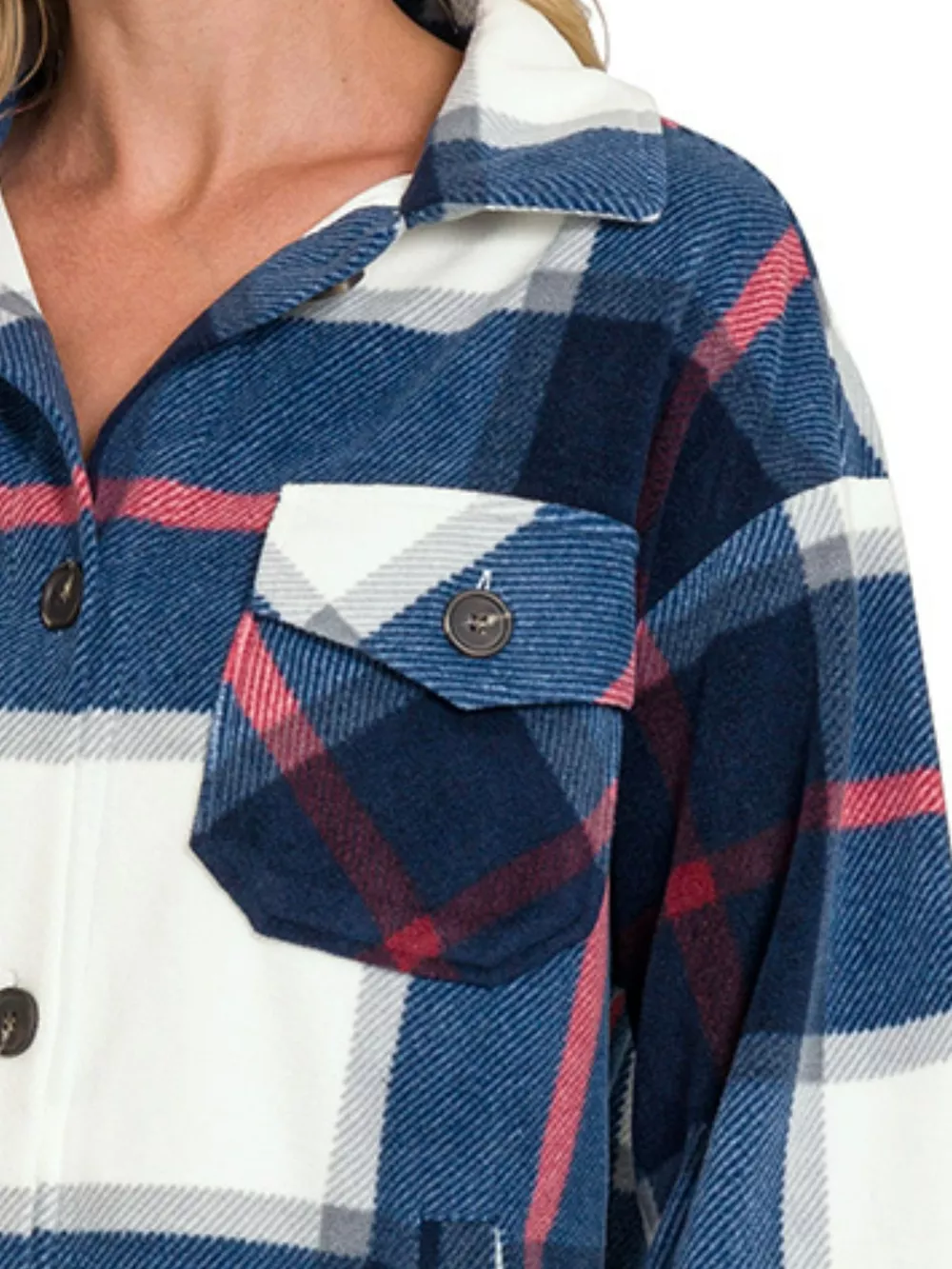Oversized Plaid Fleece Shacket, image 3