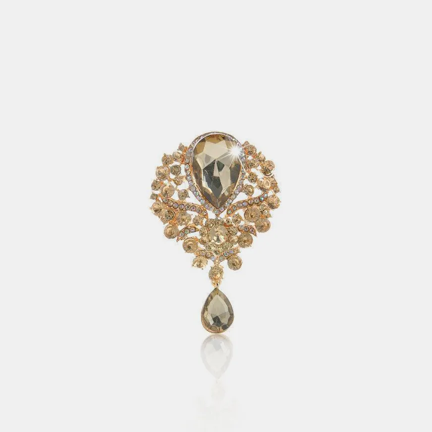 Alloy Rhinestone Teardrop Brooch, image 5