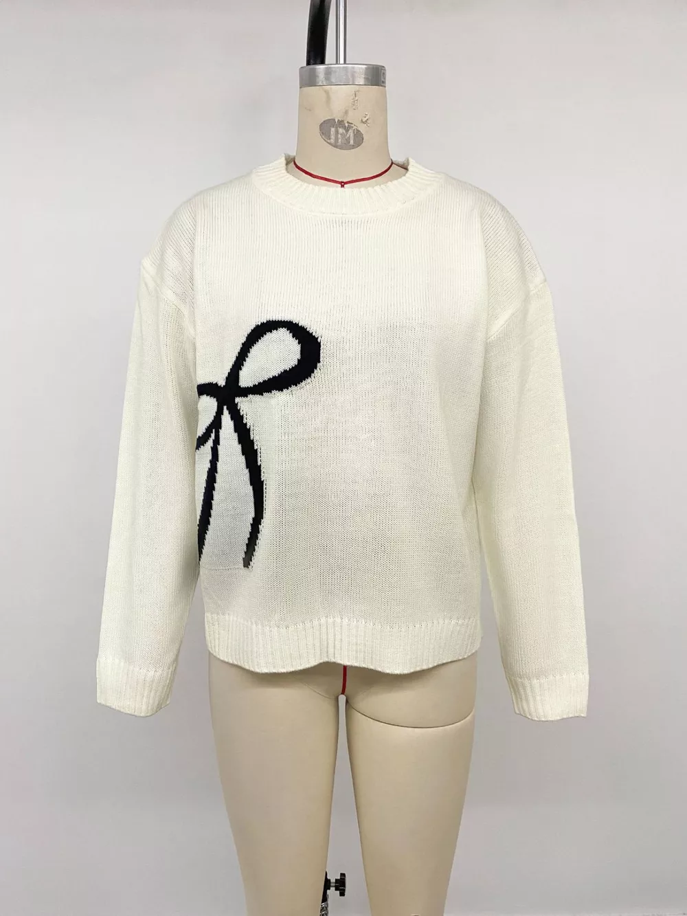 Bow Graphic Round Neck Sweater, image 6