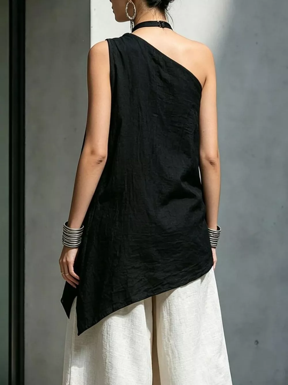 Full Size Asymmetrical One-Shoulder Sleeveless Top Plus Size, image 6