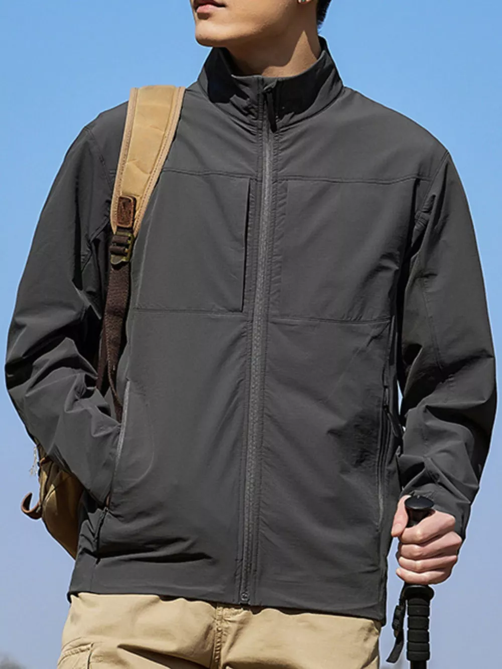 Men's Plus Size Zip Up Lightweight Windproof Outdoor Jacket, image 8