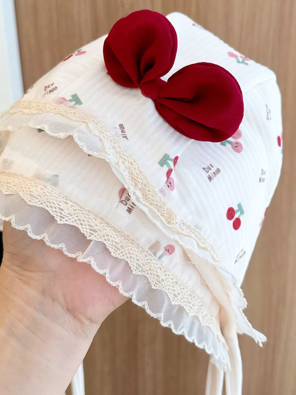 Children's Lace Detail Cute Bowknot Hat, image 7