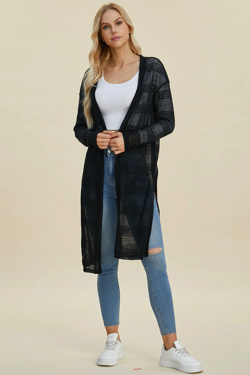 Full Size Open Front Longline Cardigan, image 35