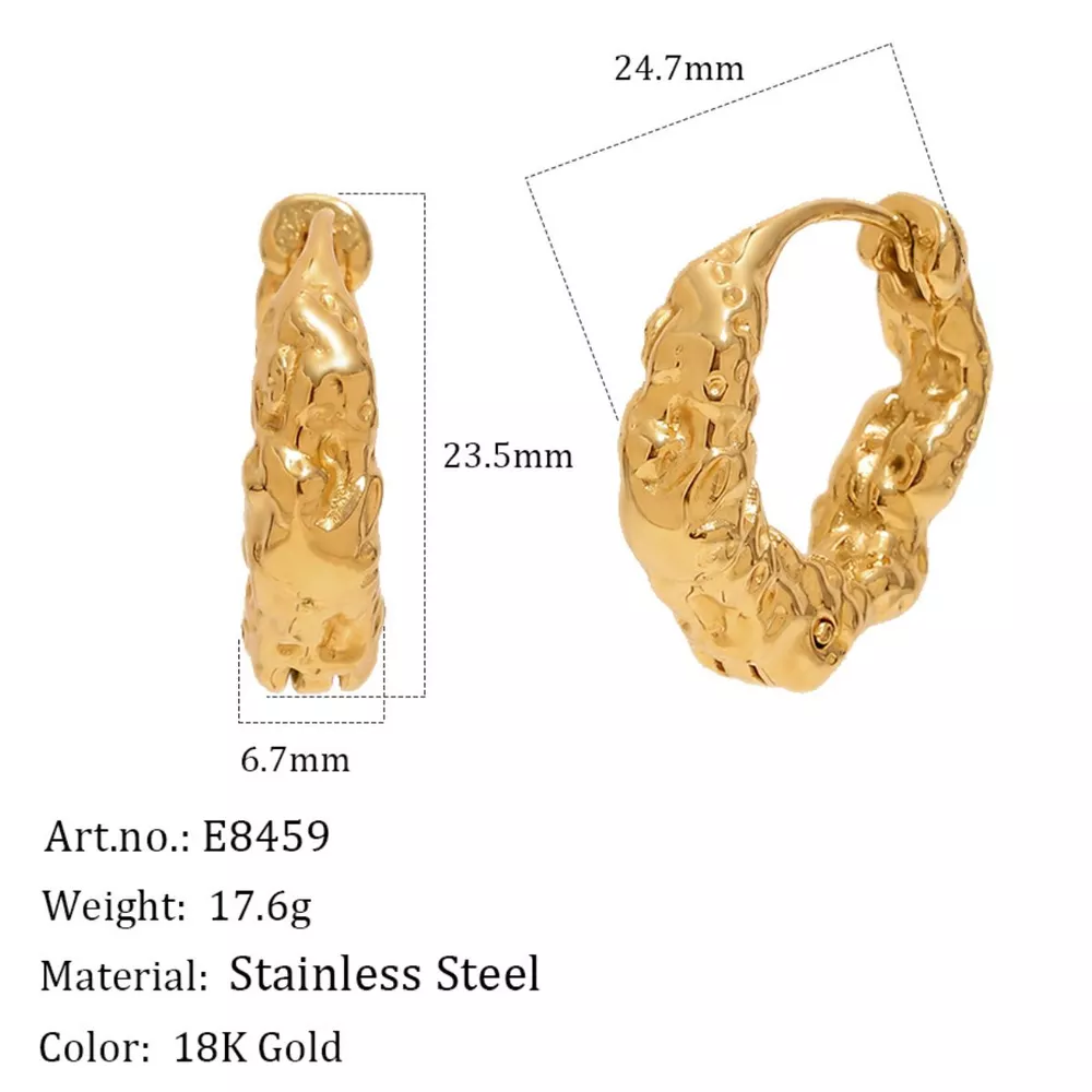 18K Gold-Plated Stainless Steel Hoop Earrings, image 4