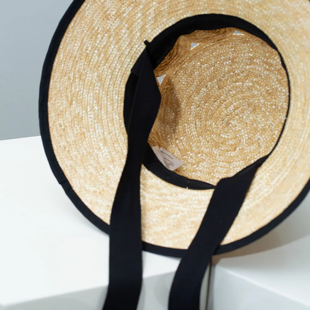 Straw Sun Hat with Contrast Trim, image 2
