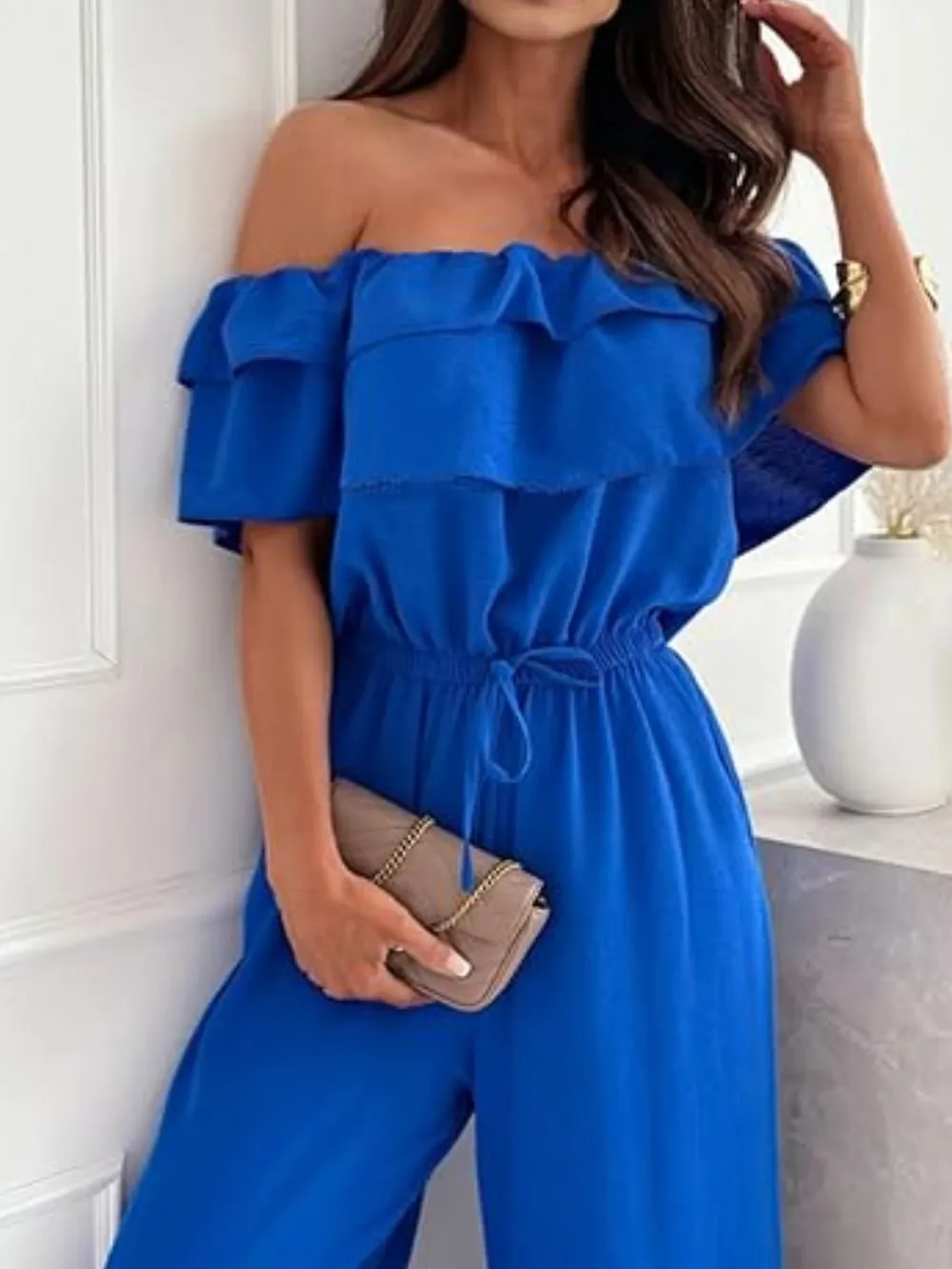 Off-Shoulder Ruffled Wide Leg Jumpsuit, image 13
