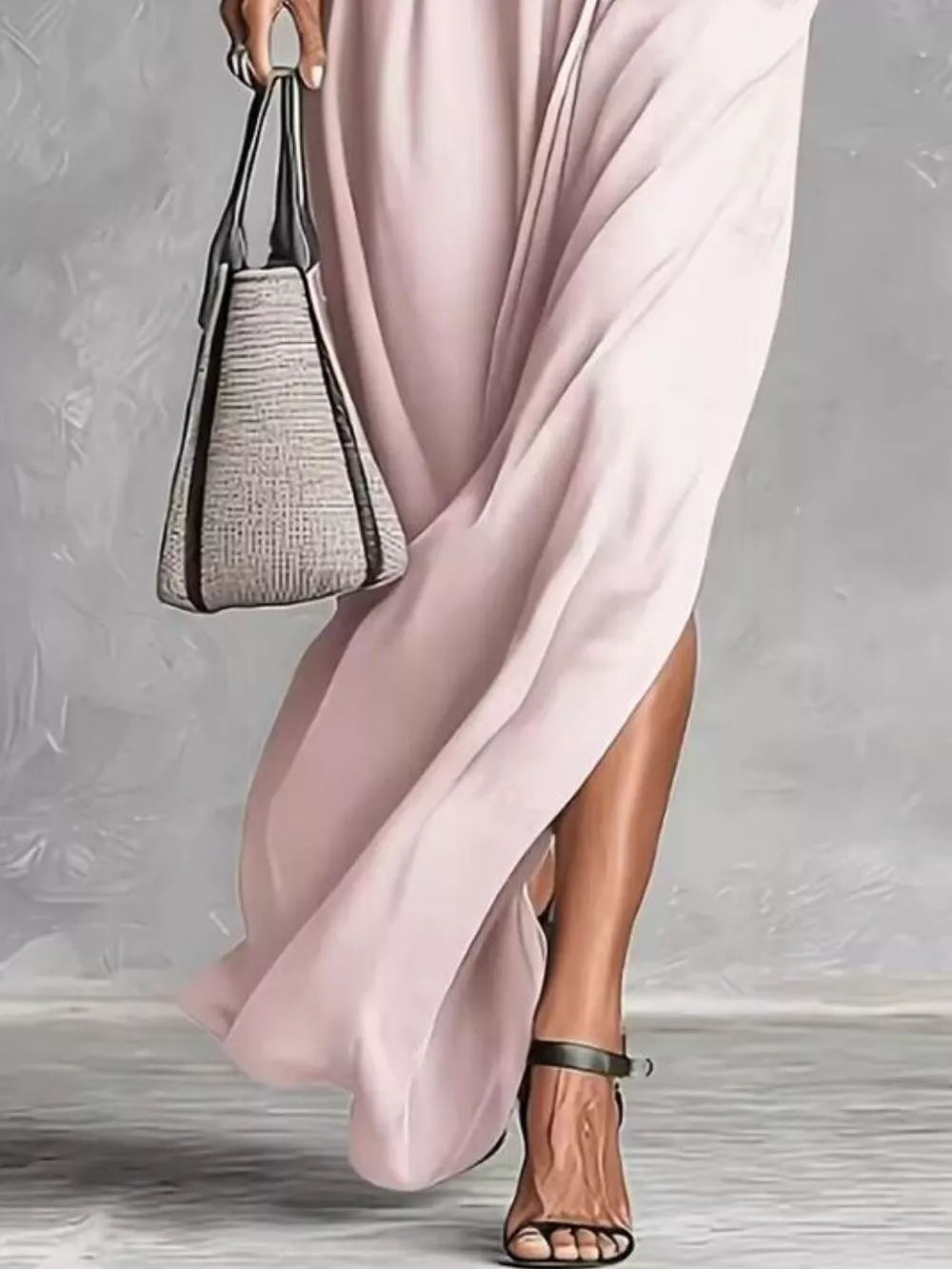 Slit Roll-Up Sleeve Maxi Dress, image 2