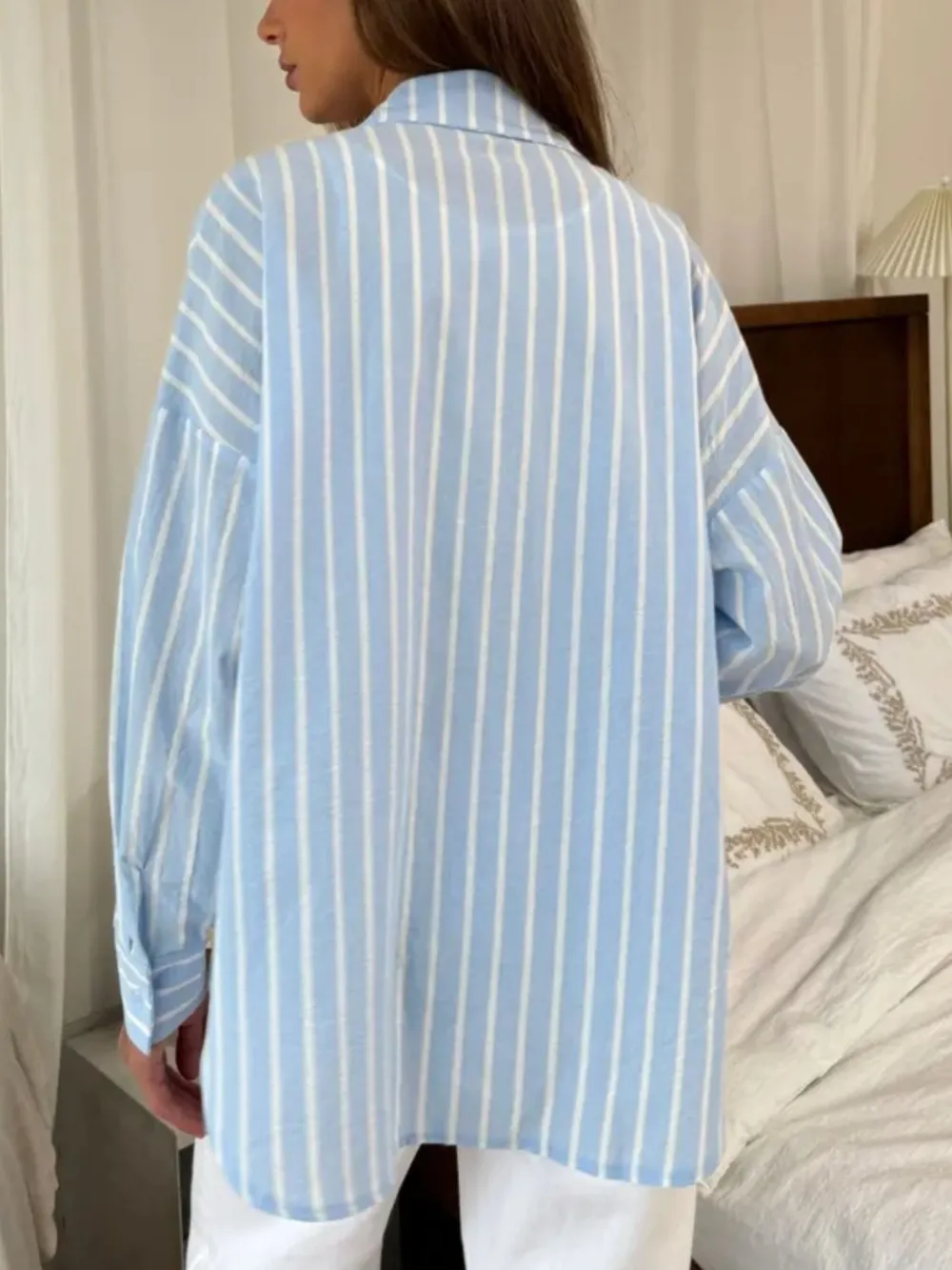 Striped Collared Neck Long Sleeve Shirt, image 14
