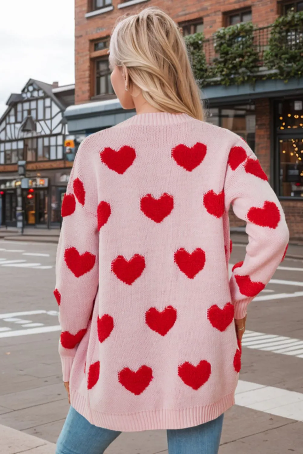 Heart Button Down Long Sleeve Cardigan, image 3