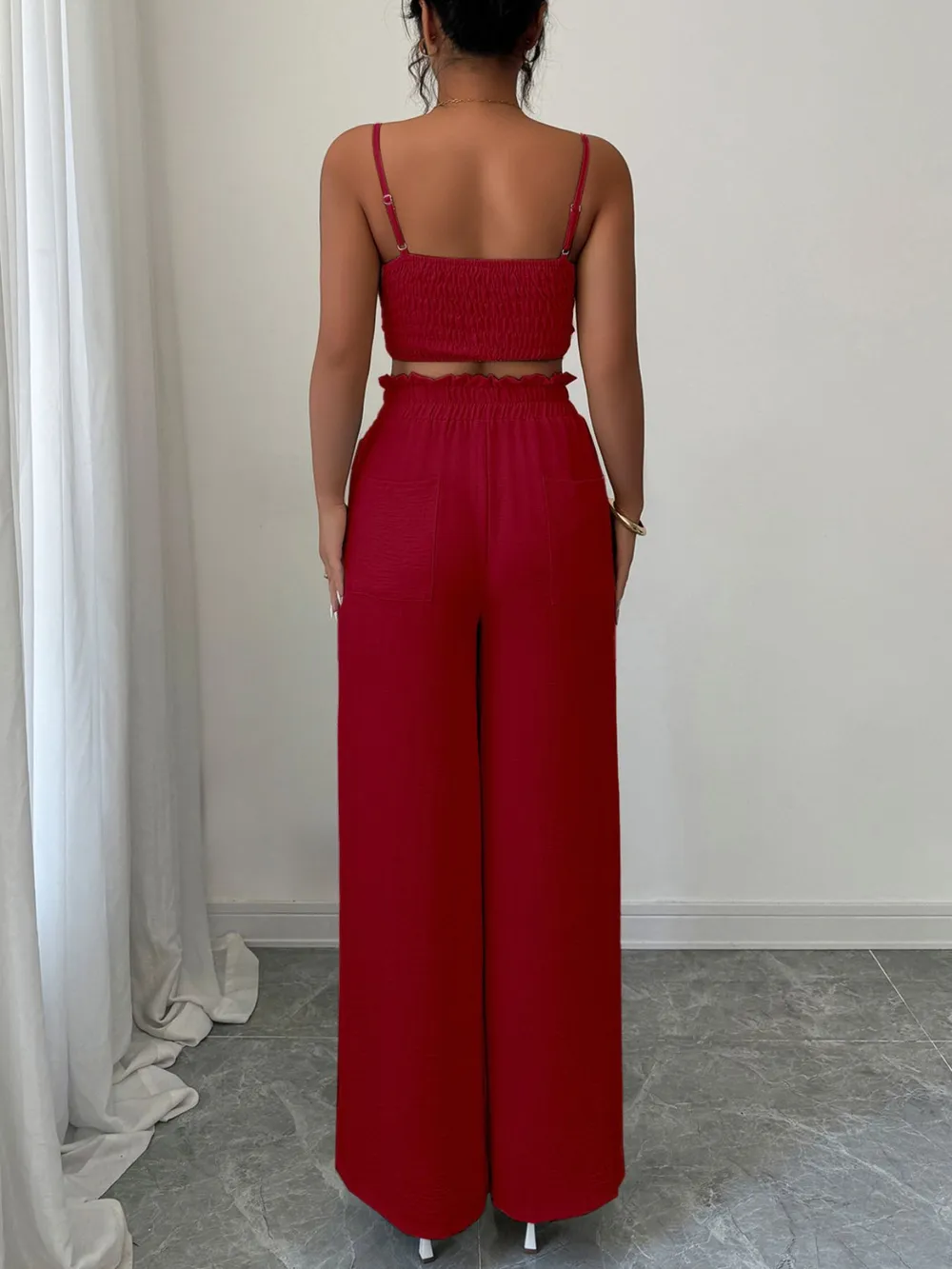 V-Neck Cami and Wide Leg Pants Set, image 6