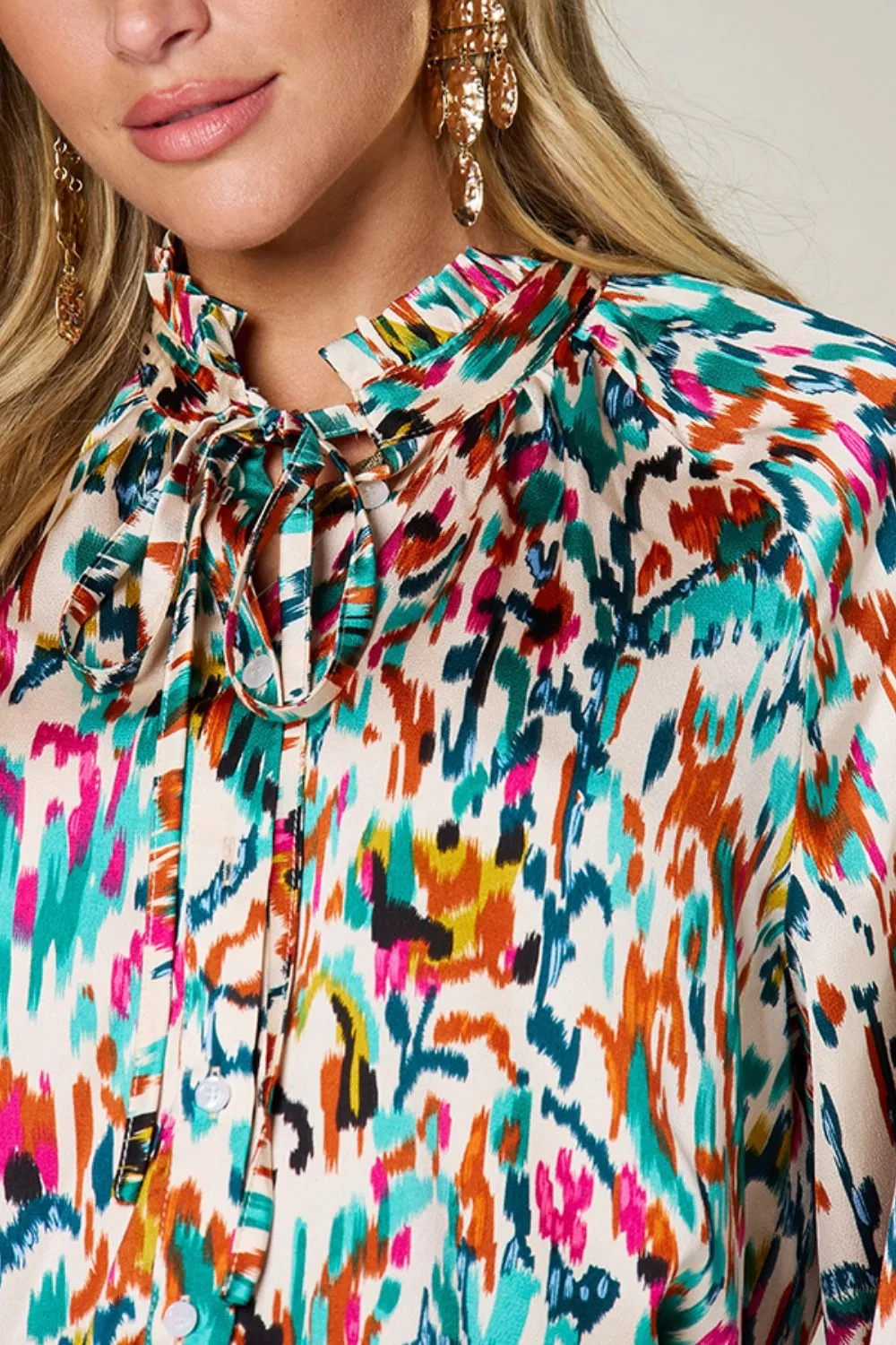 Full Size Printed Button Up Long Sleeve Shirt, image 11