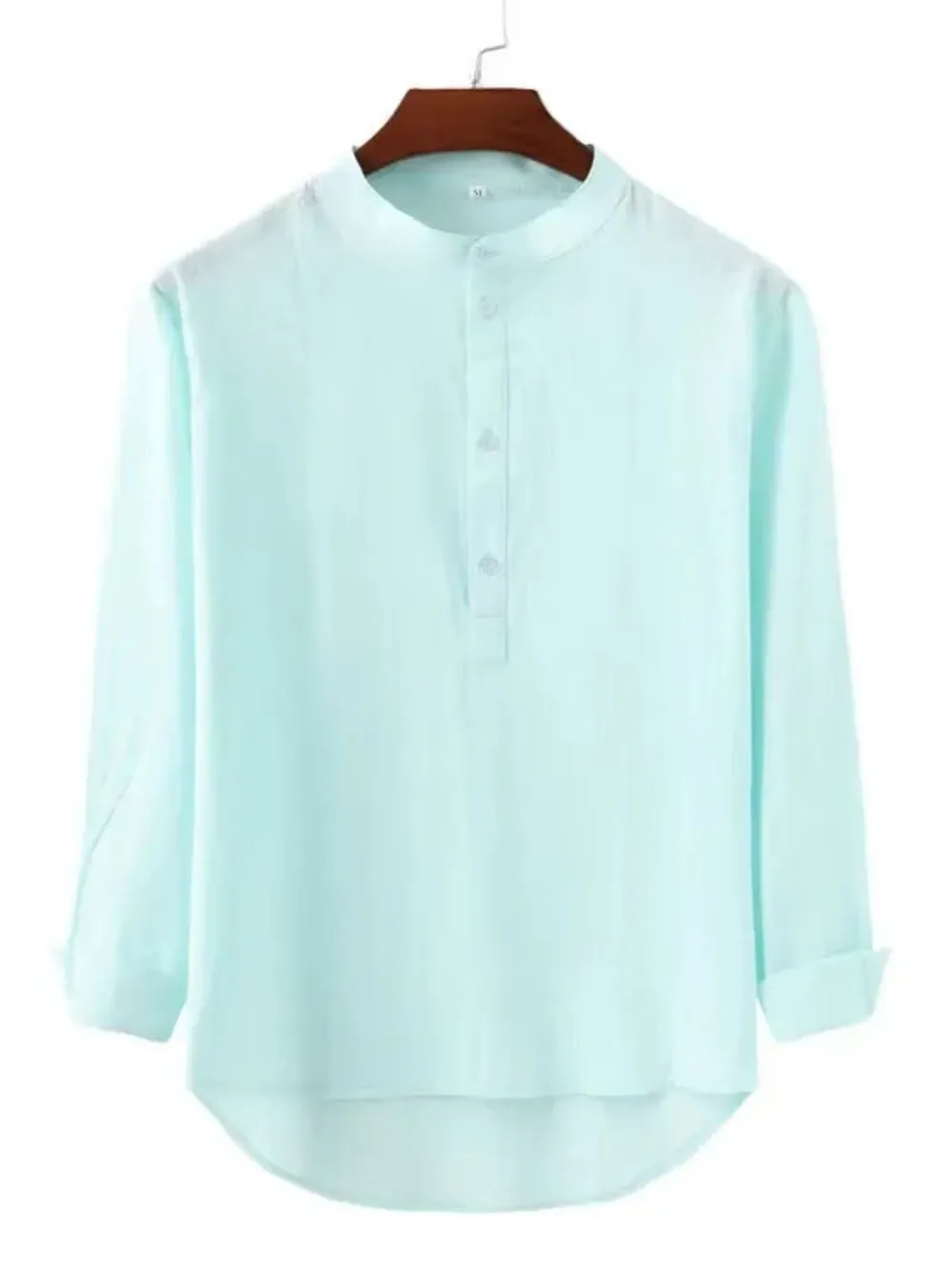 Men's Full Size Button Detail Long Sleeve Shirt Plus Size, image 4