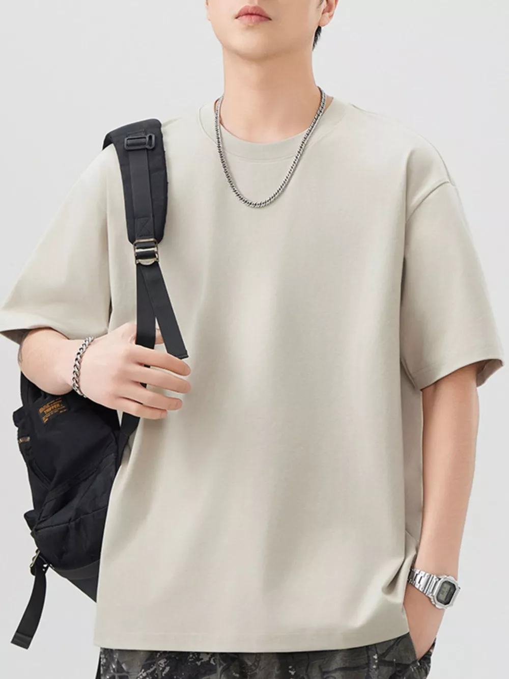 Men's Plus Size Solid Color Casual Loose T-Shirt