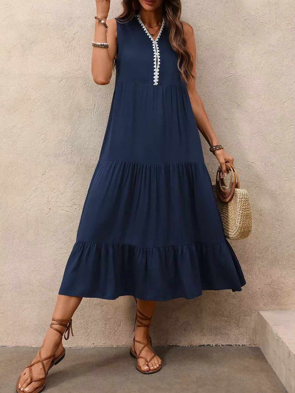 Sleeveless Tiered Ruffle Hem Casual Dress, image 8