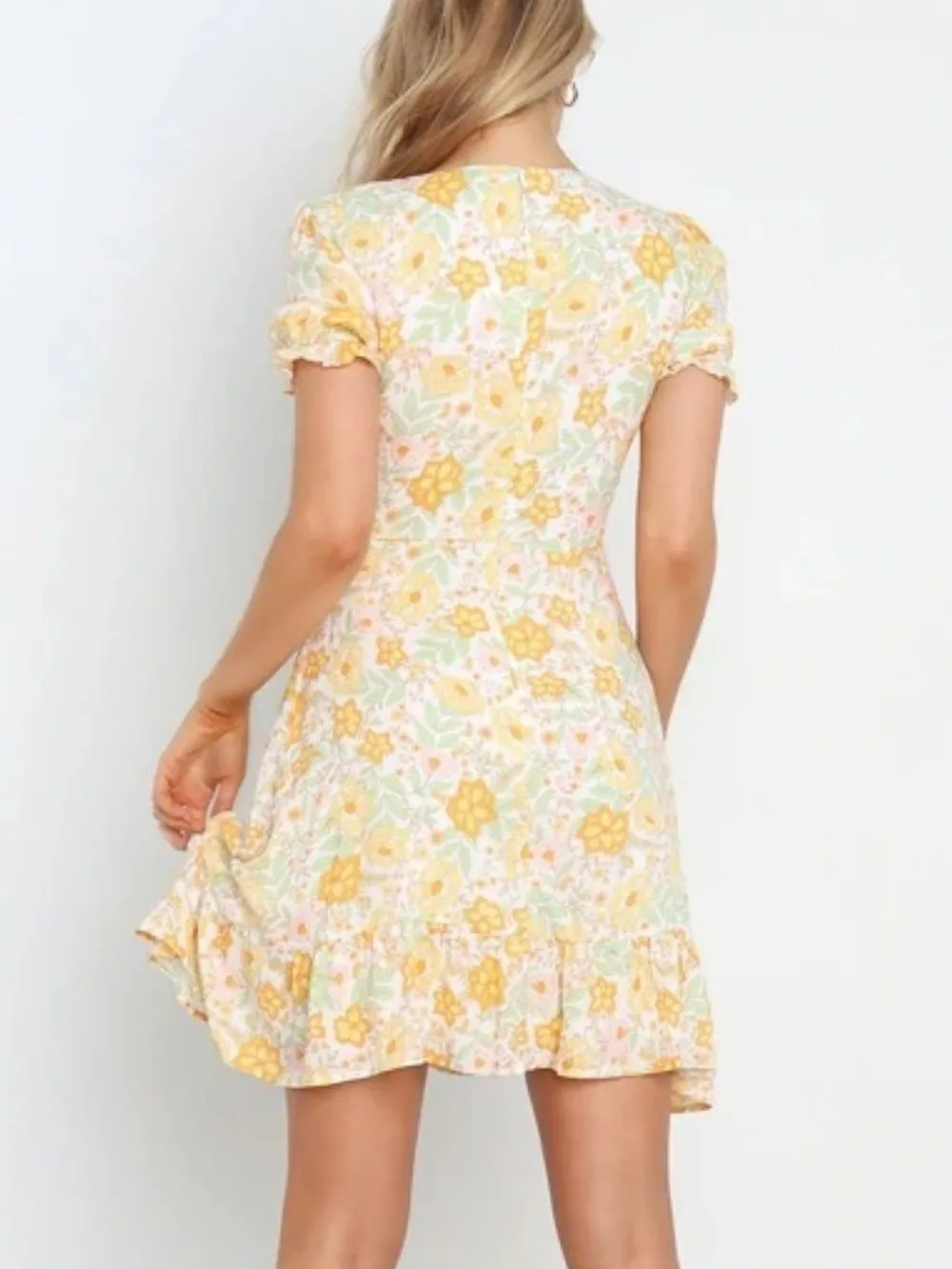 Ruffled Hem Printed Short Sleeve Mini Dress, image 9
