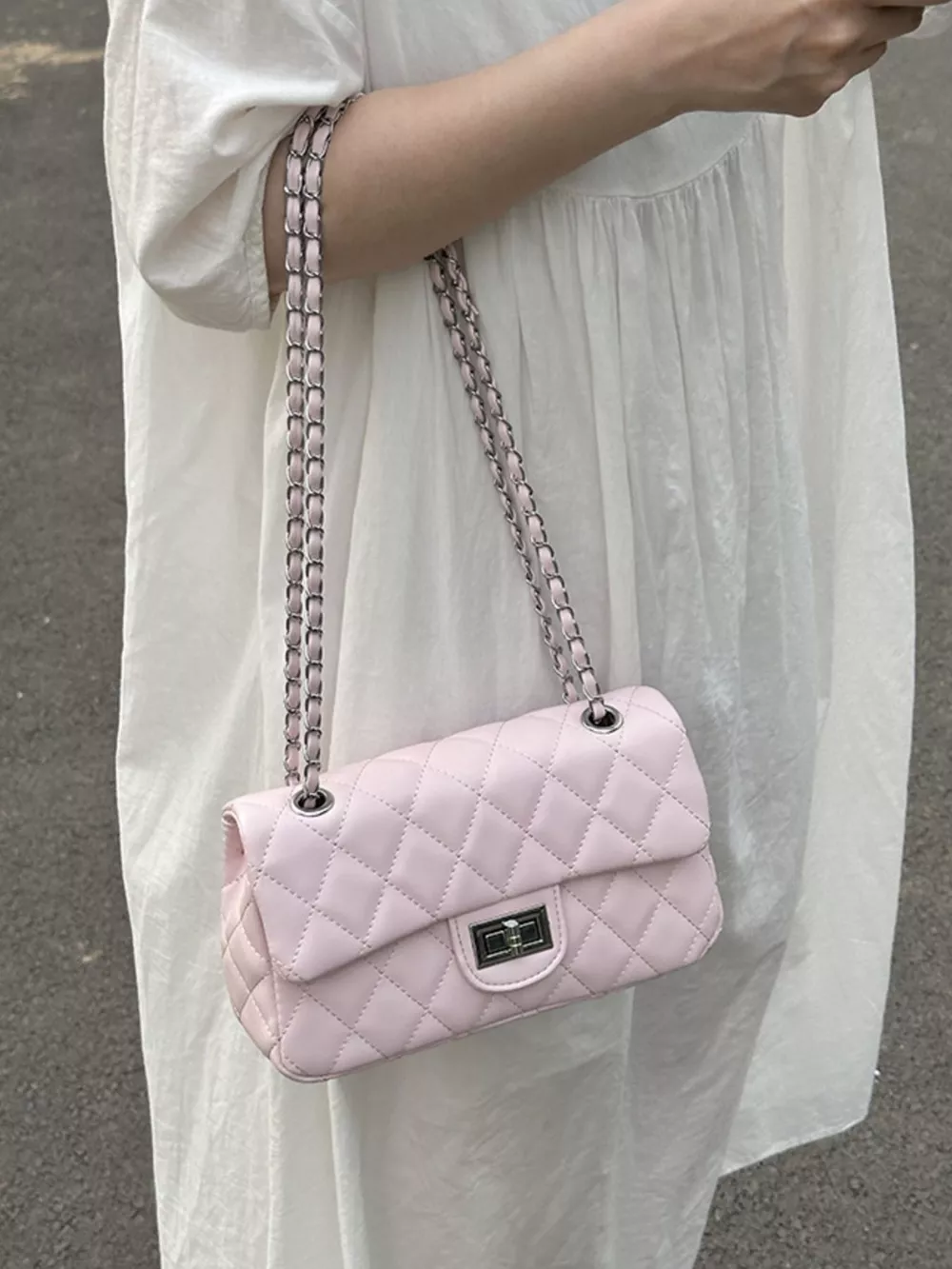 Quilted Chain Crossbody Bag, image 5
