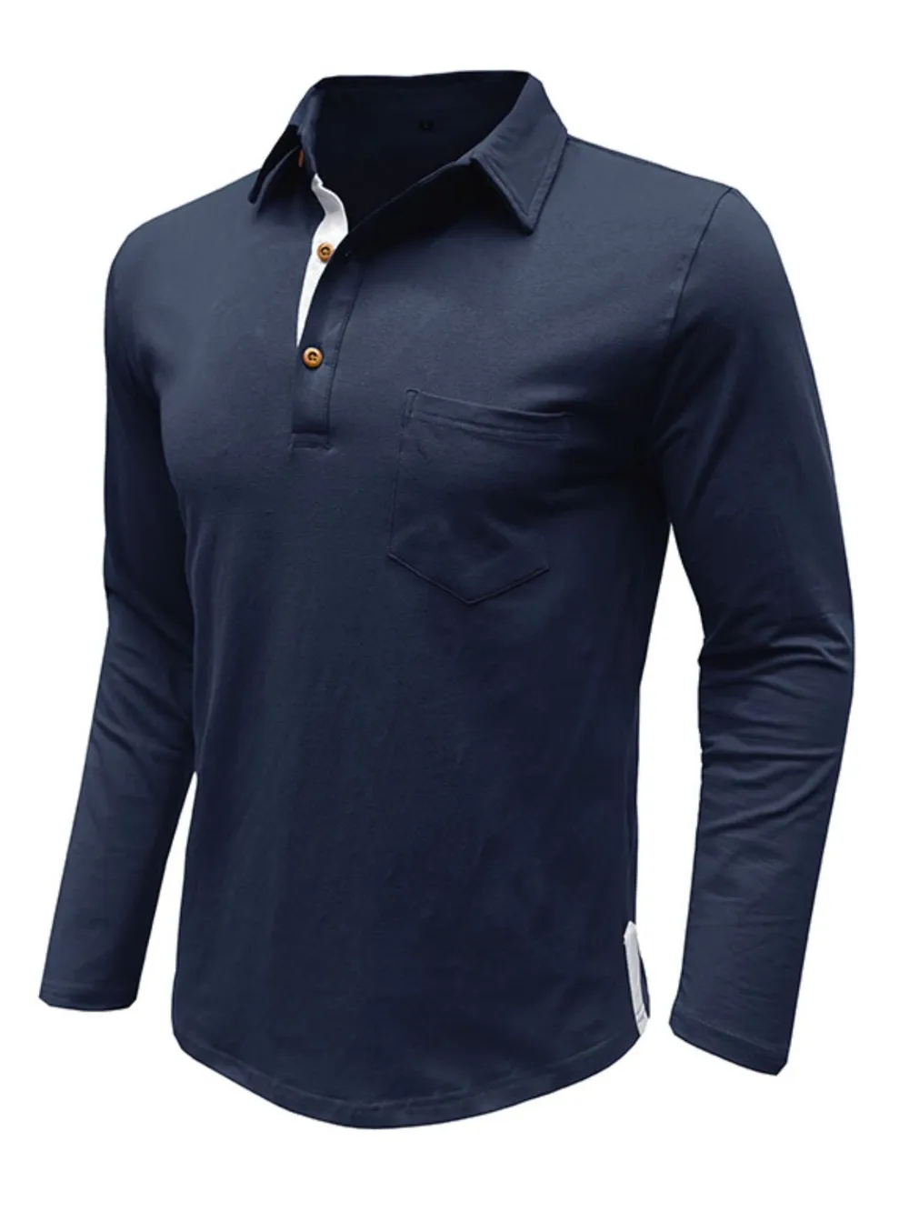 Men's Long Sleeve Polo Shirt with Chest Pocket, image 3