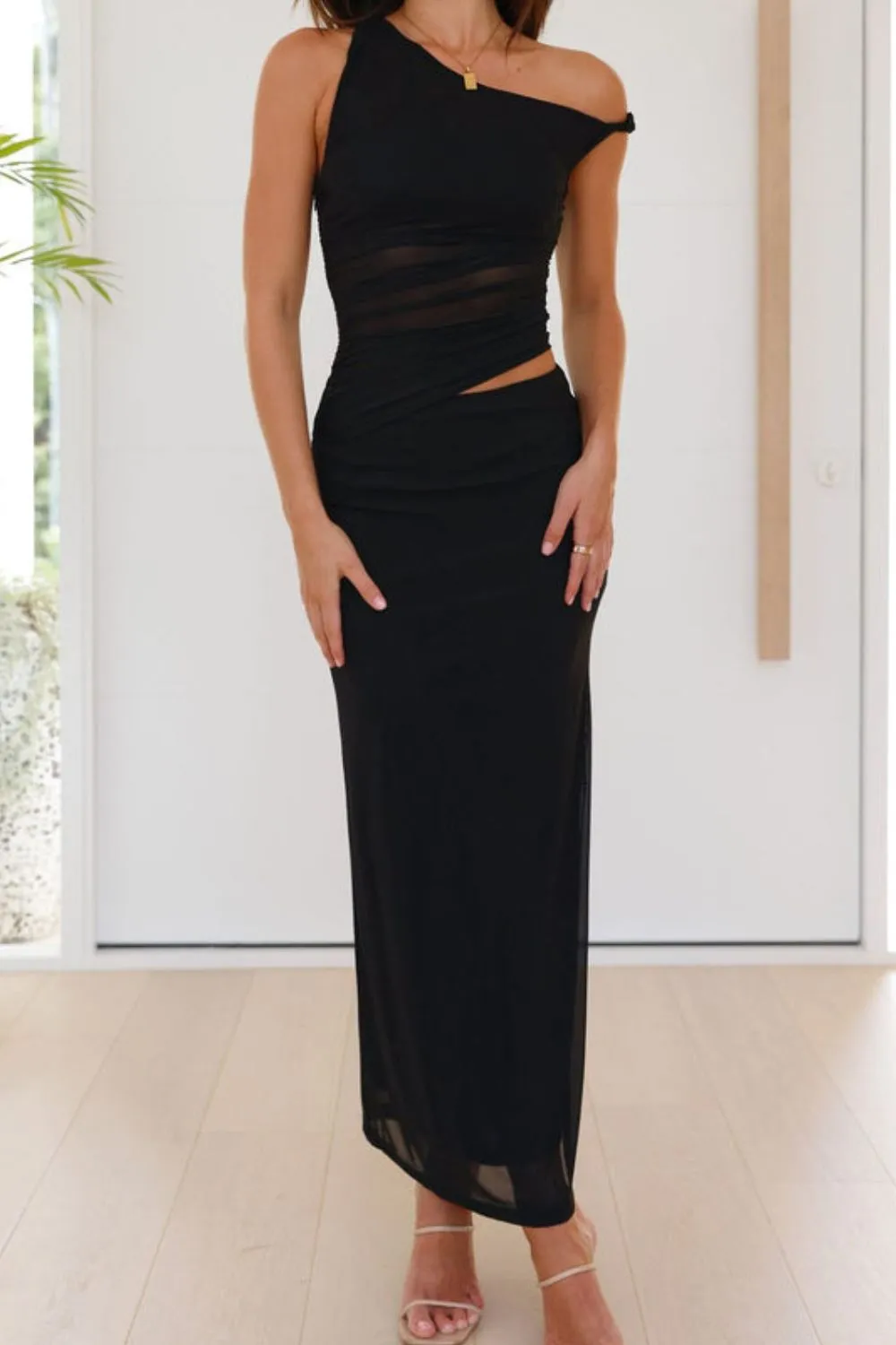 Asymmetrical Cutout Sleeveless Dress