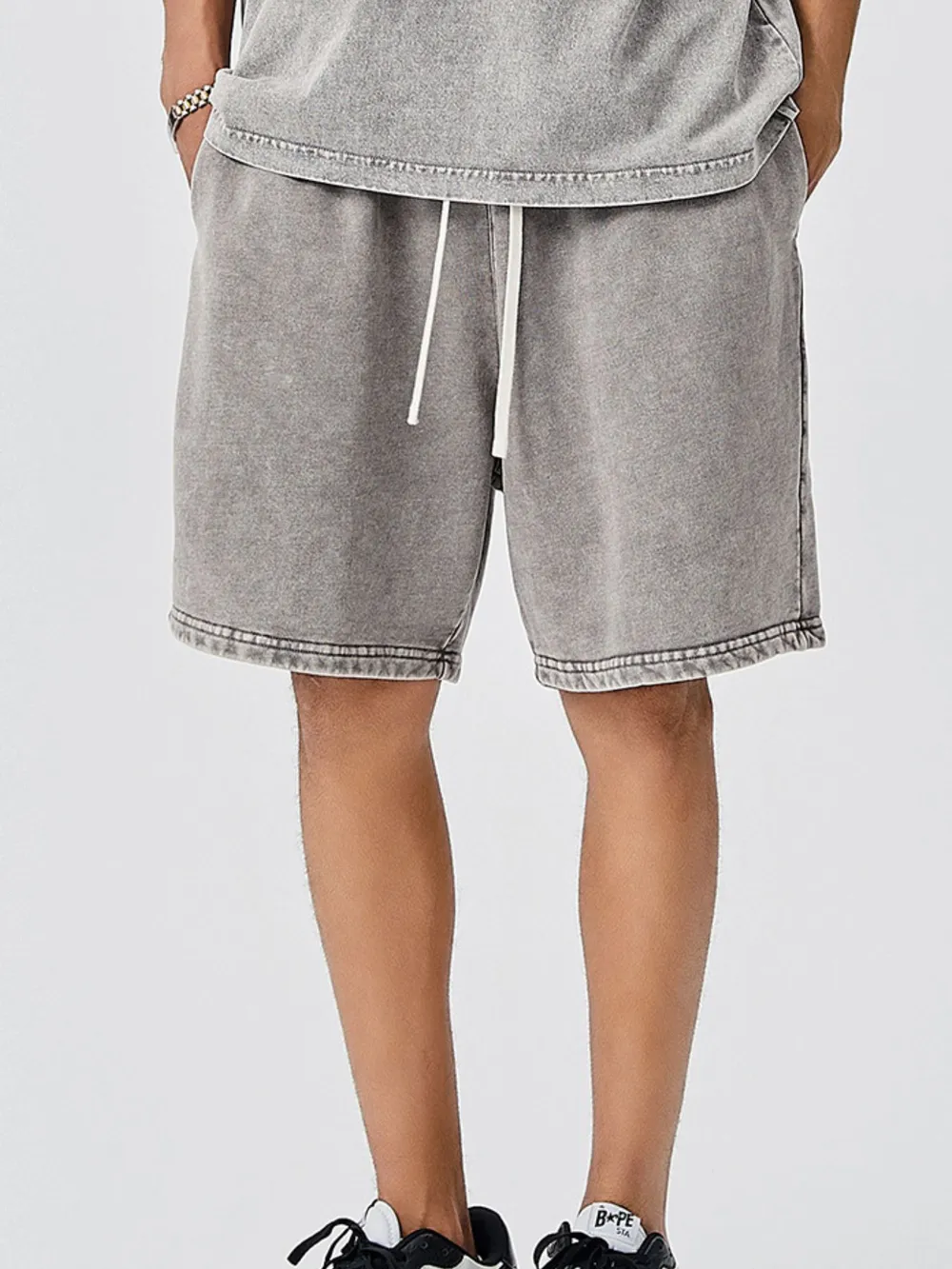 Men's Drawstring Washed Shorts, image 8