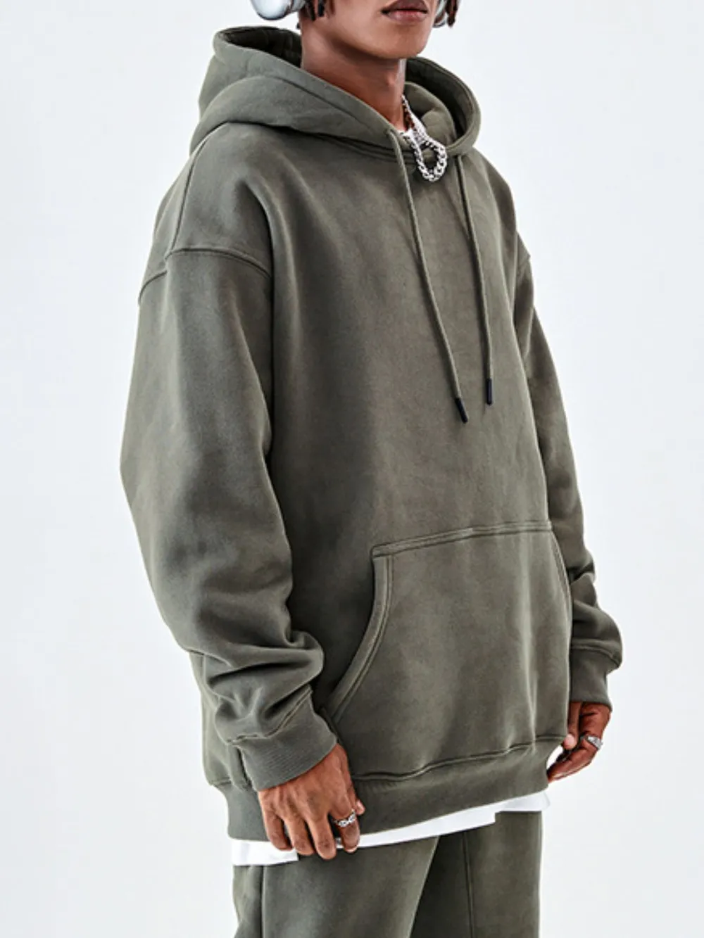 Men's Drawstring Drop Shoulder Hoodie, image 4