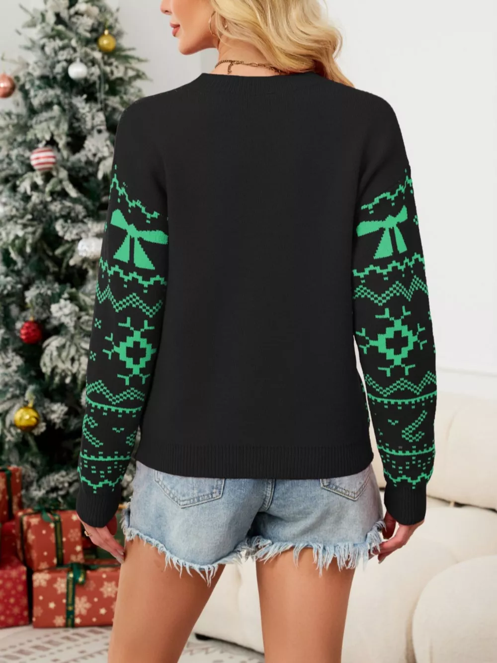 Christmas Bow Round Neck Sweater, image 10