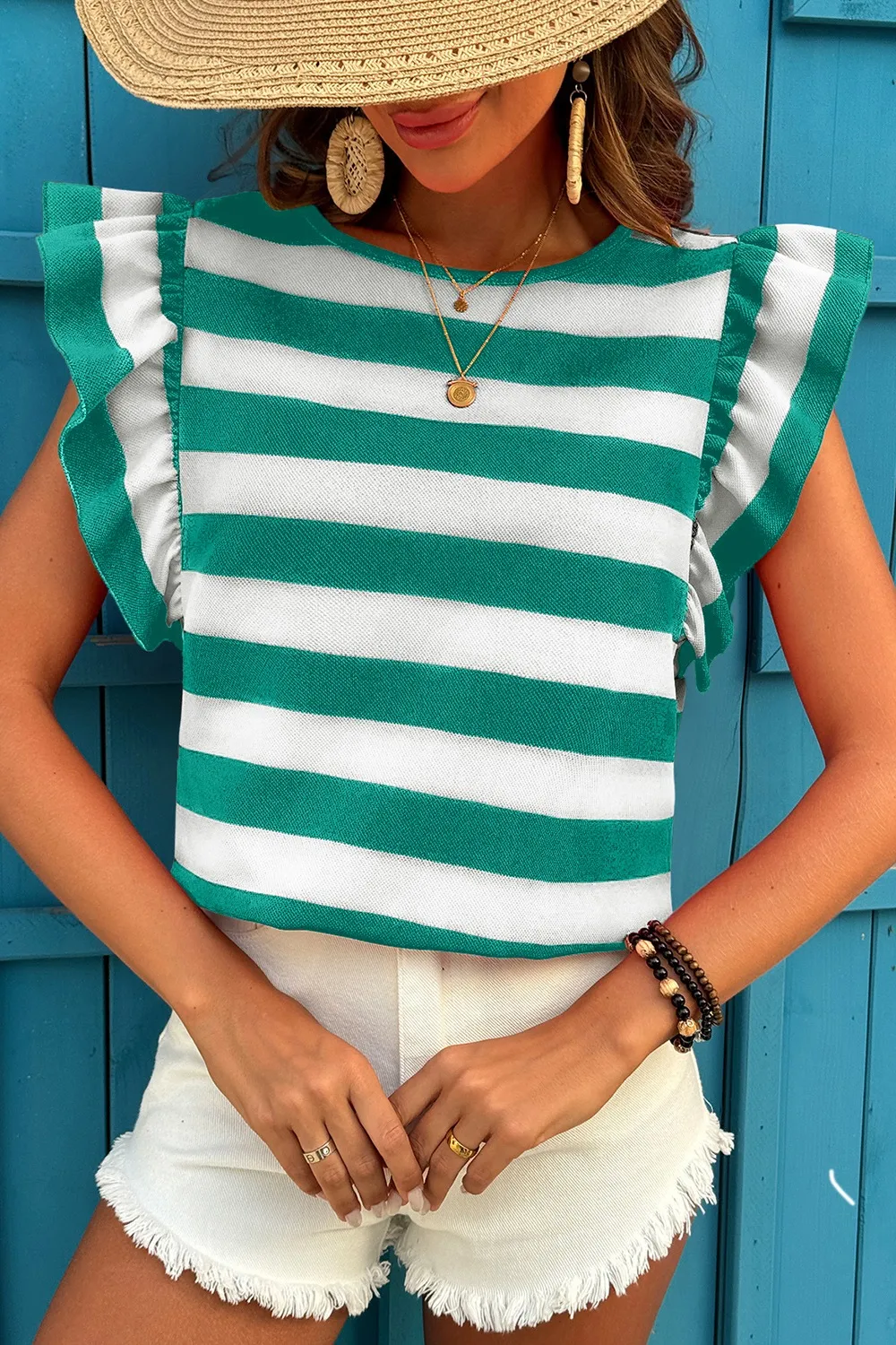 Ruffle Sleeve Striped T-Shirt, image 9